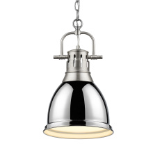 Golden 3602-S PW-CH - Yep by Golden Lighting Duncan 1-light 9in Chain Hung Pendant in Pewter and Chrome shade